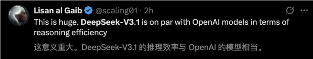DeepSeekV3.1发布，具备智能体能力的大模型预览